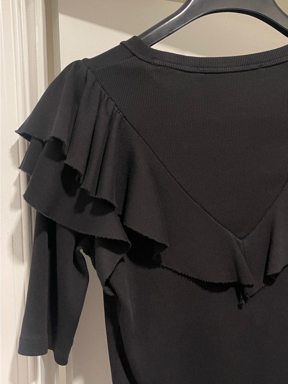 VERONICA BEARD Pazia Elbow-Sleeve Layered Ruffle Black Top Size XS - Picture 8 of 13